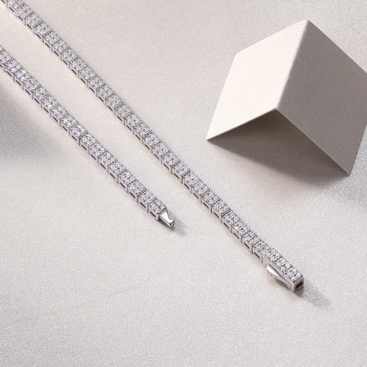 TAAZLUXE™ Tennis Necklace with Paved Moissanites - 18K White Gold Vermeil