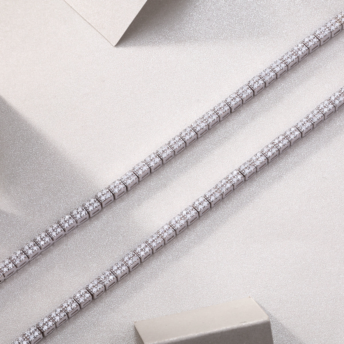 TAAZLUXE™ Tennis Necklace with Paved Moissanites - 18K White Gold Vermeil