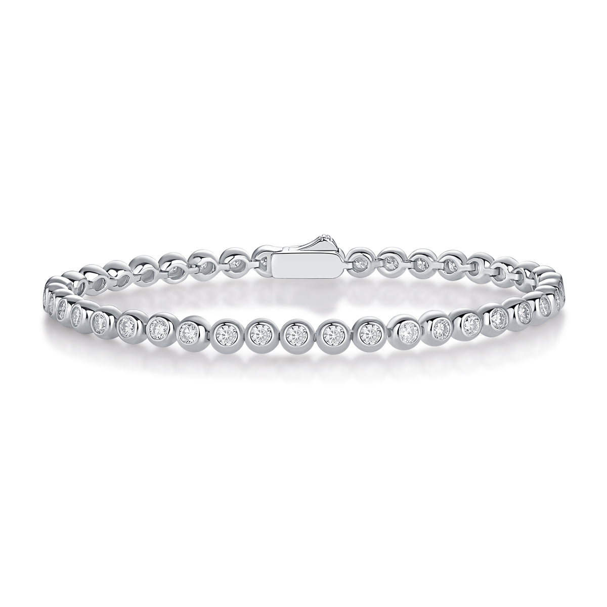 TAAZLUXE™ Bezel set Tennis Bracelet with Moissanites - 18K White Gold Vermeil