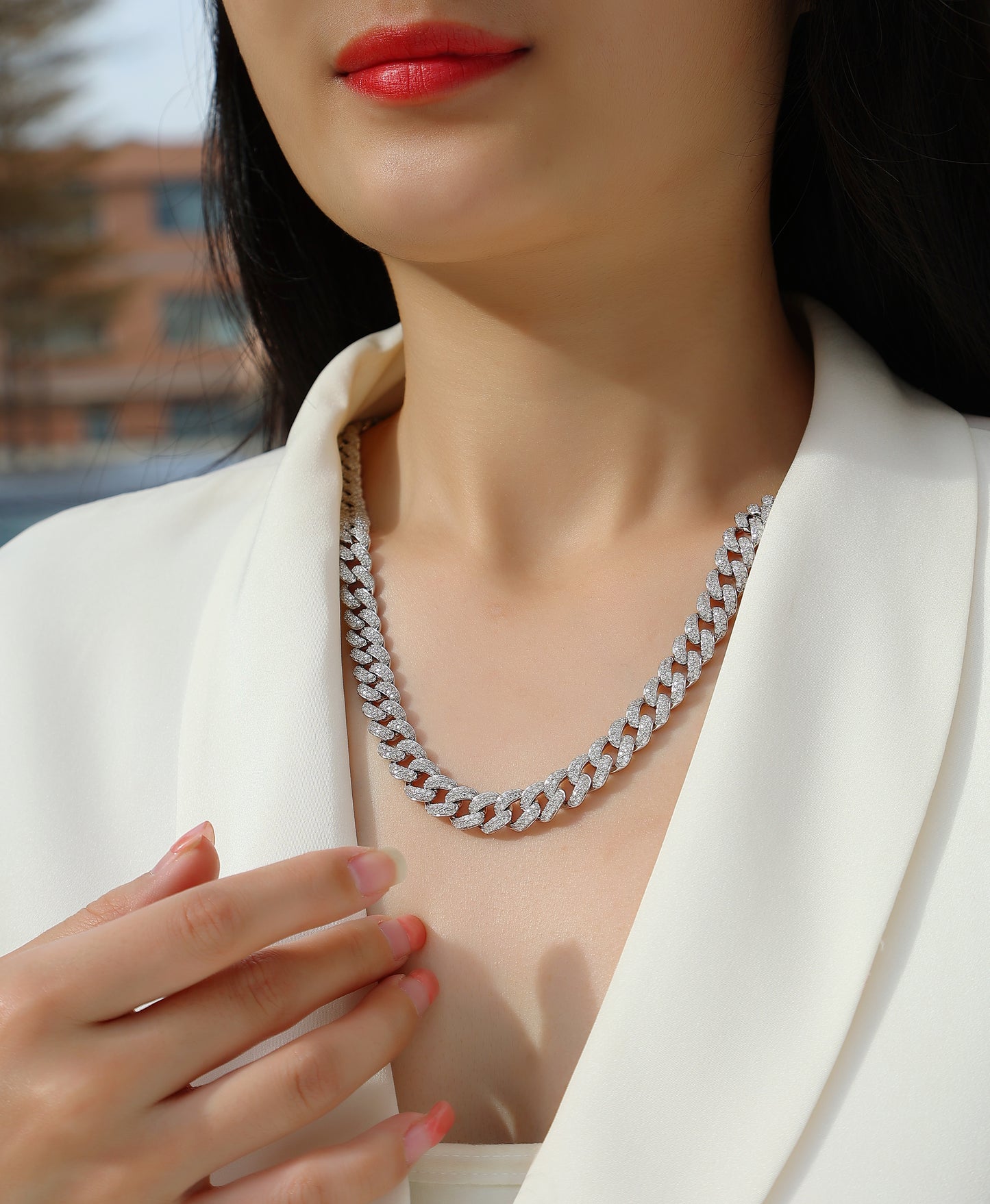 TAAZLUXE™ Cuban Chain Necklace with Moissanites - Silver