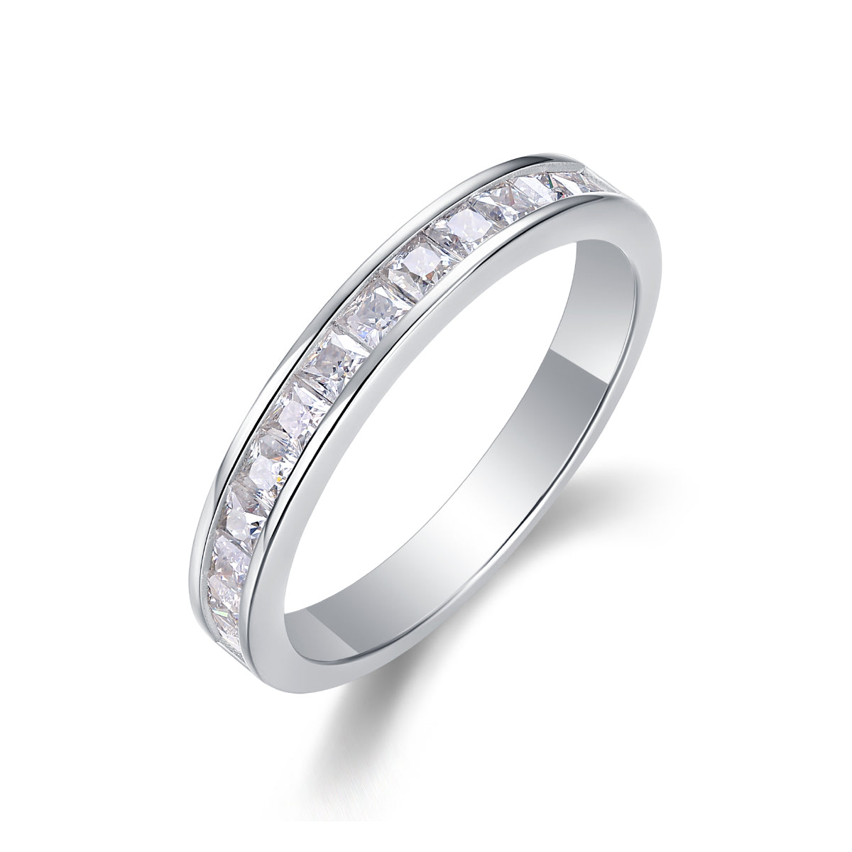 TAAZLUXE™ Half Eternity Ring with Moissanites - 18K White Gold Vermeil