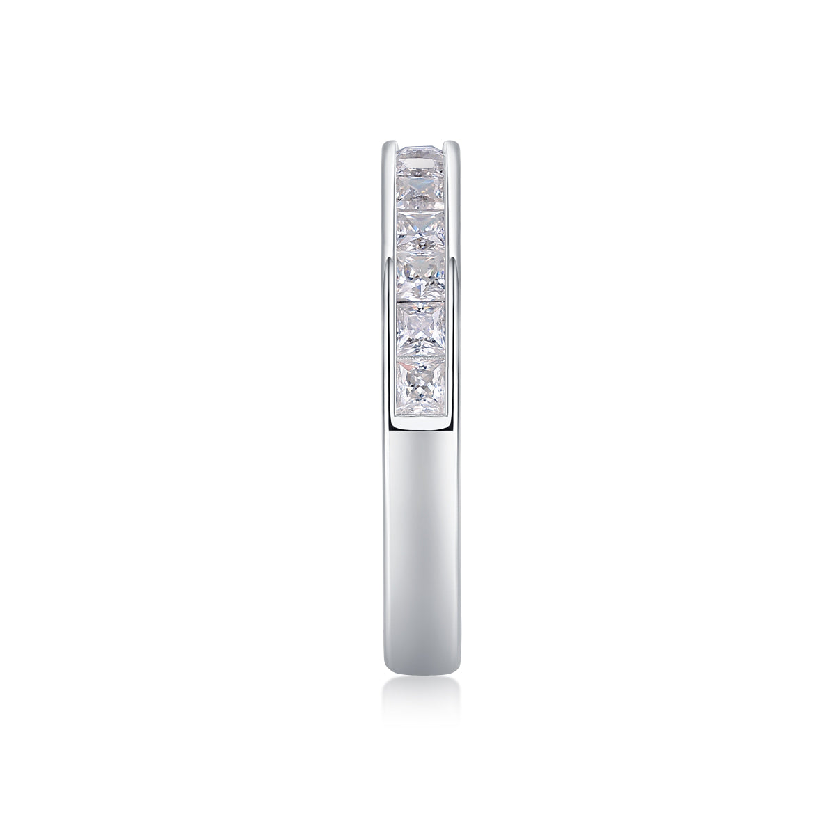 TAAZLUXE™ Half Eternity Ring with Moissanites - 18K White Gold Vermeil