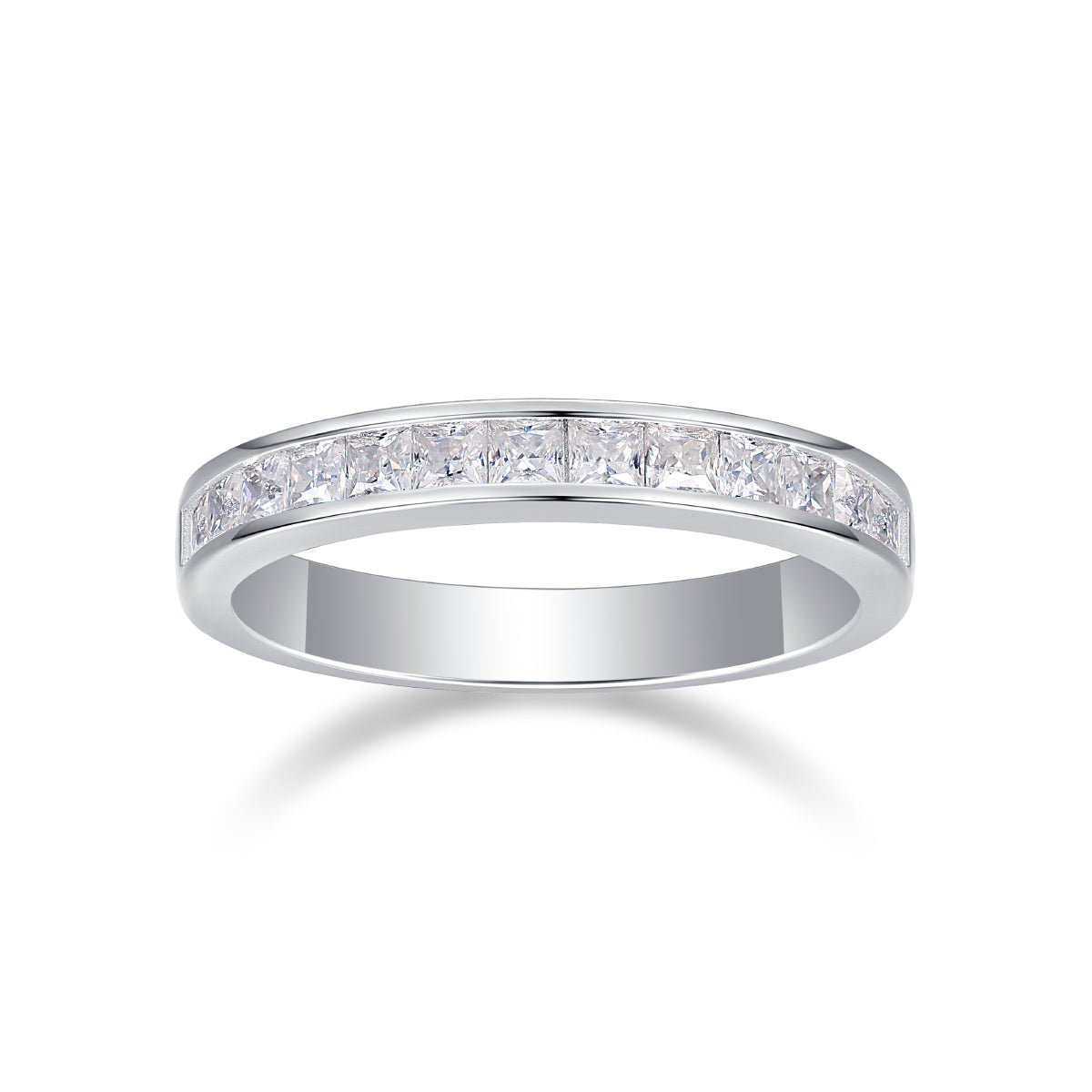 TAAZLUXE™ Half Eternity Ring with Moissanites - 18K White Gold Vermeil
