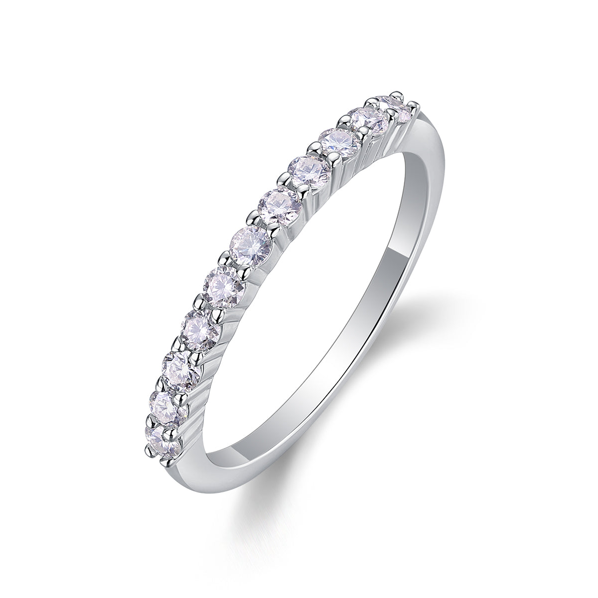 TAAZLUXE™ Half Eternity Ring with Moissanites - 18K White Gold Vermeil