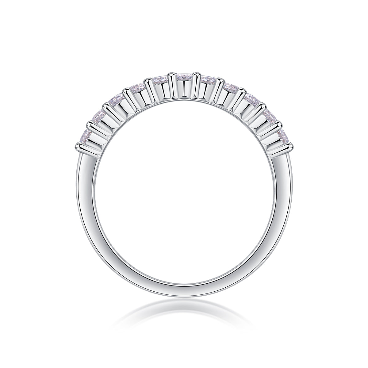 TAAZLUXE™ Half Eternity Ring with Moissanites - 18K White Gold Vermeil