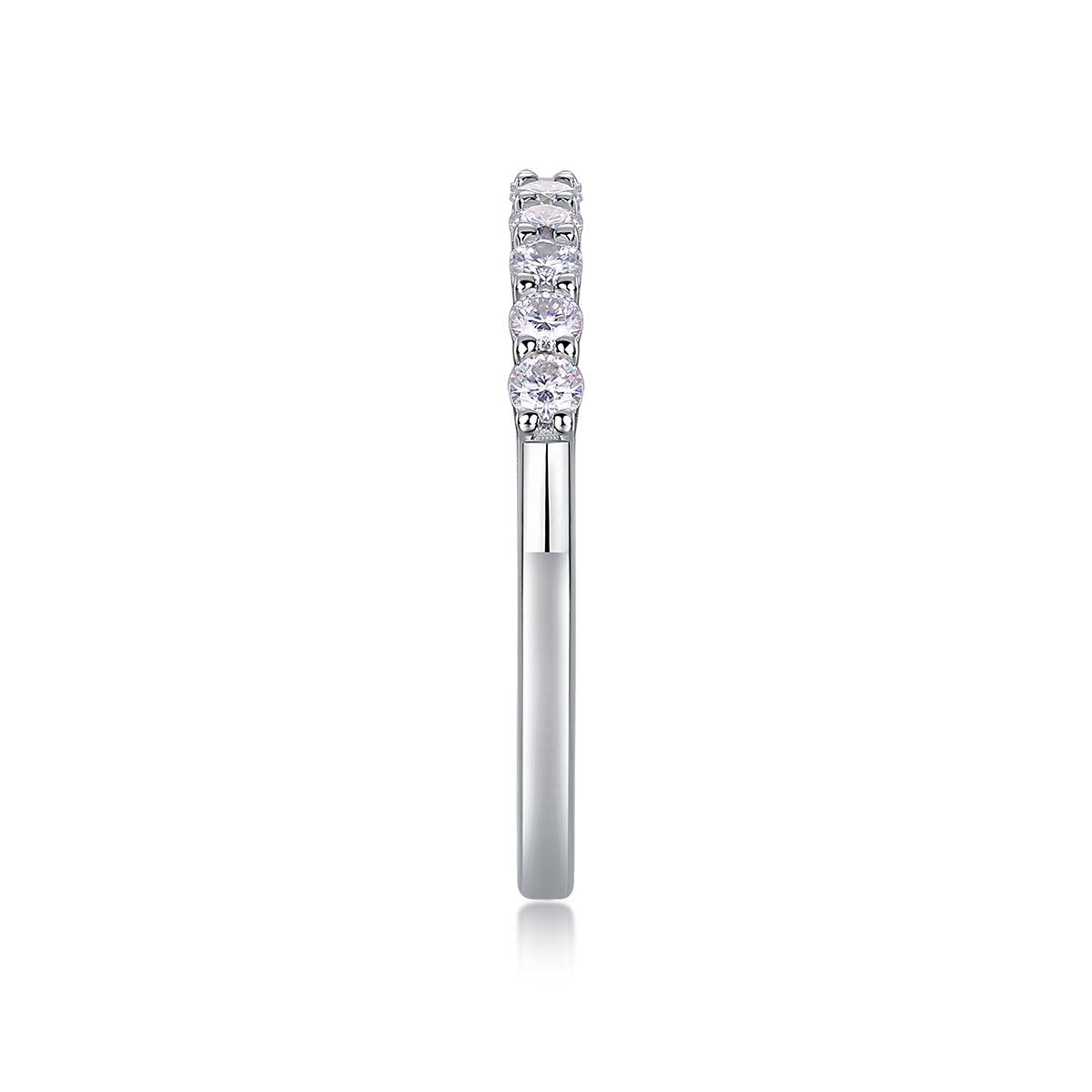 TAAZLUXE™ Half Eternity Ring with Moissanites - 18K White Gold Vermeil
