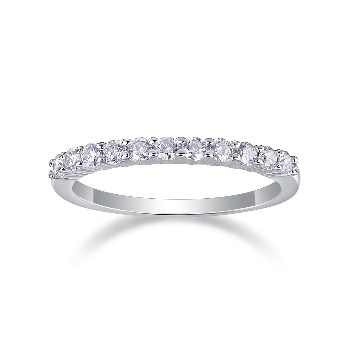 TAAZLUXE™ Half Eternity Ring with Moissanites - 18K White Gold Vermeil
