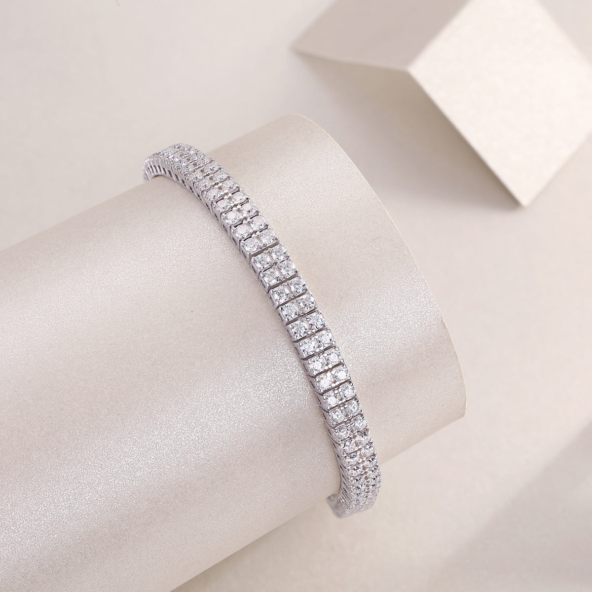 TAAZLUXE™ Double Row Tennis Bracelet - 18K White Gold Vermeil