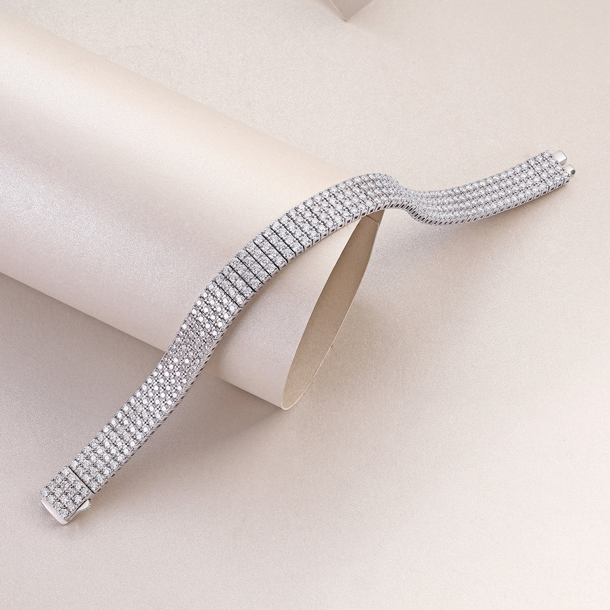 TAAZLUXE™ 4 Rows Tennis Bracelet with Moissanites - 18K White Gold Vermeil