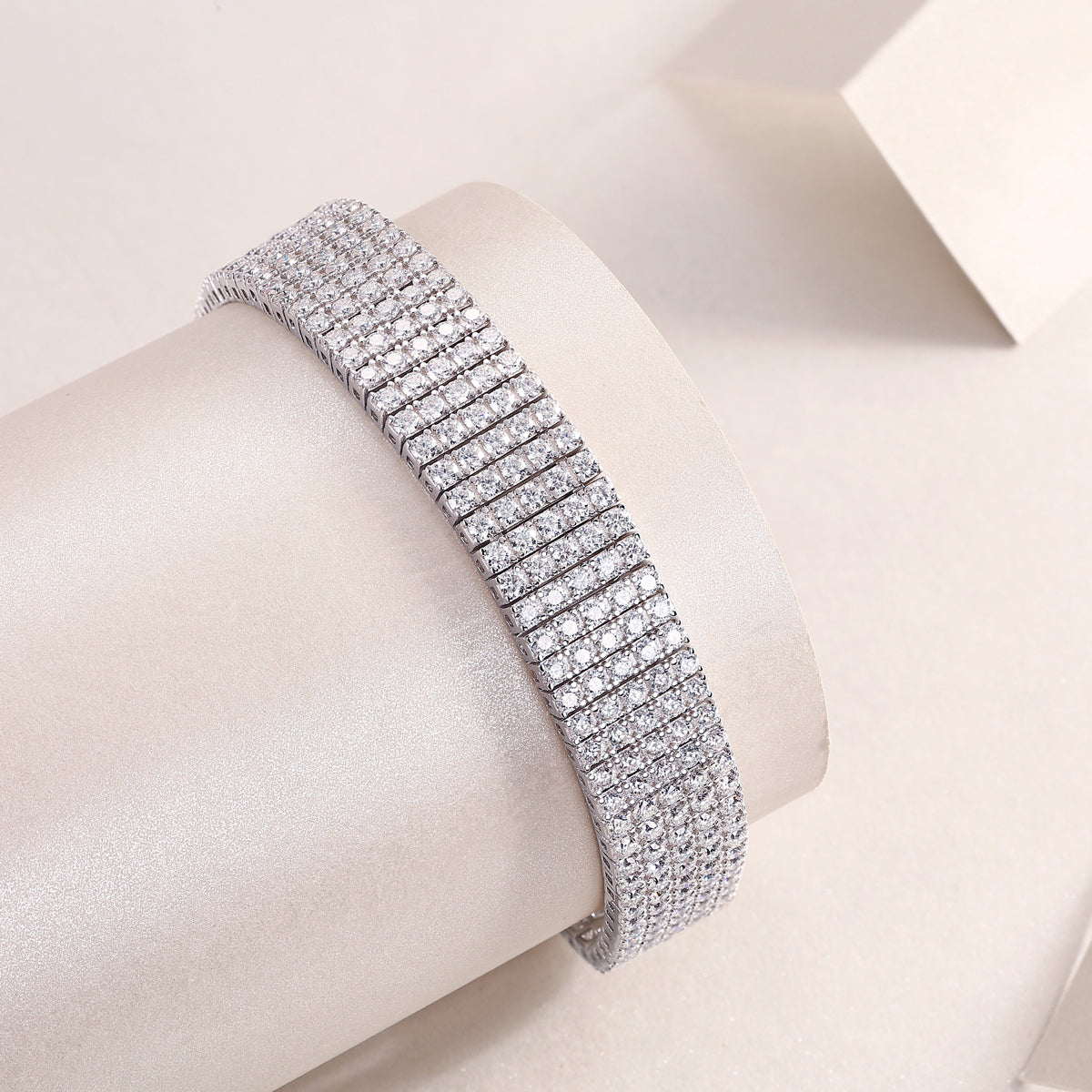 TAAZLUXE™ 5 Rows Tennis Bracelet with Moissanites - 18K White Gold Vermeil
