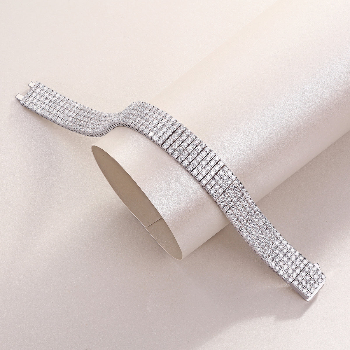 TAAZLUXE™ 5 Rows Tennis Bracelet with Moissanites - 18K White Gold Vermeil