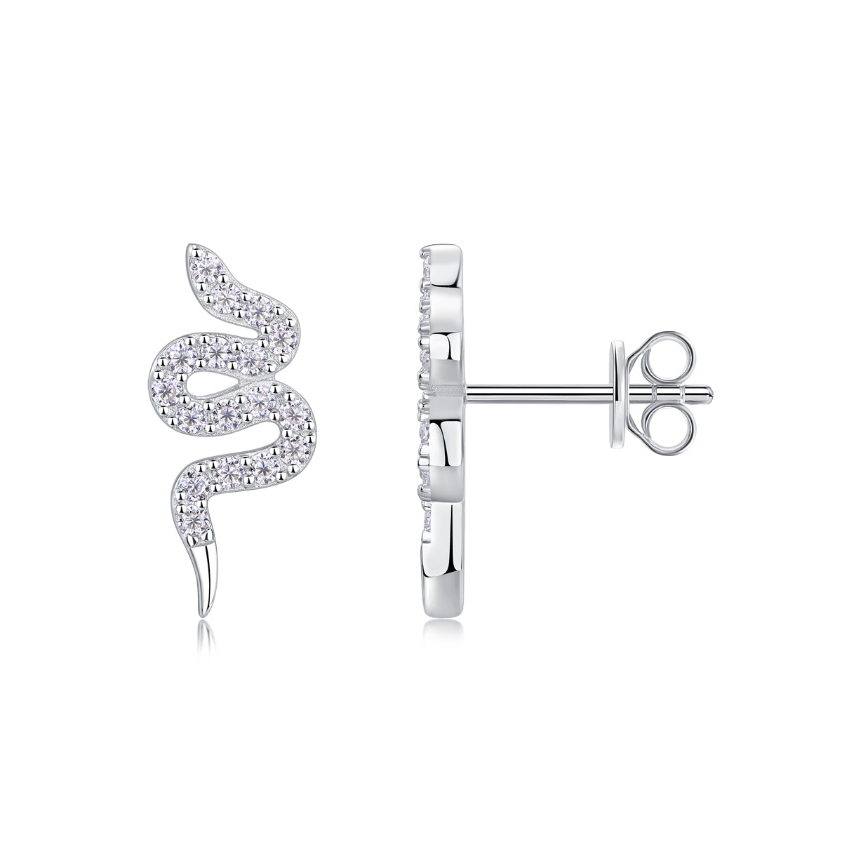 TAAZLUXE™ Snake Earrings with Moissanites - 18K White Gold Vermeil