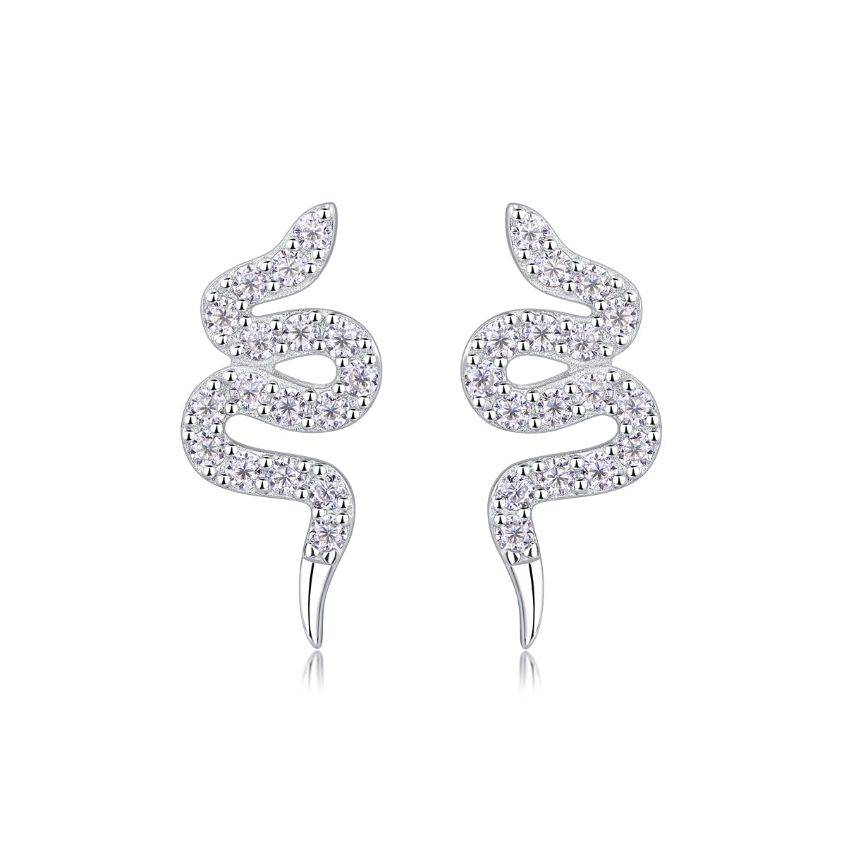 TAAZLUXE™ Snake Earrings with Moissanites - 18K White Gold Vermeil