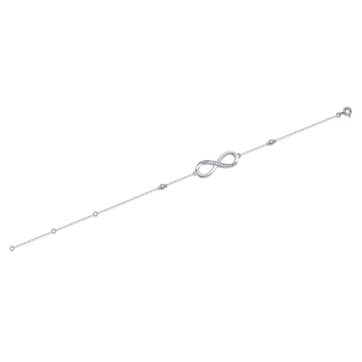TAAZLUXE™ Infinity bracelet with Moissanites - 18K White Gold Vermeil