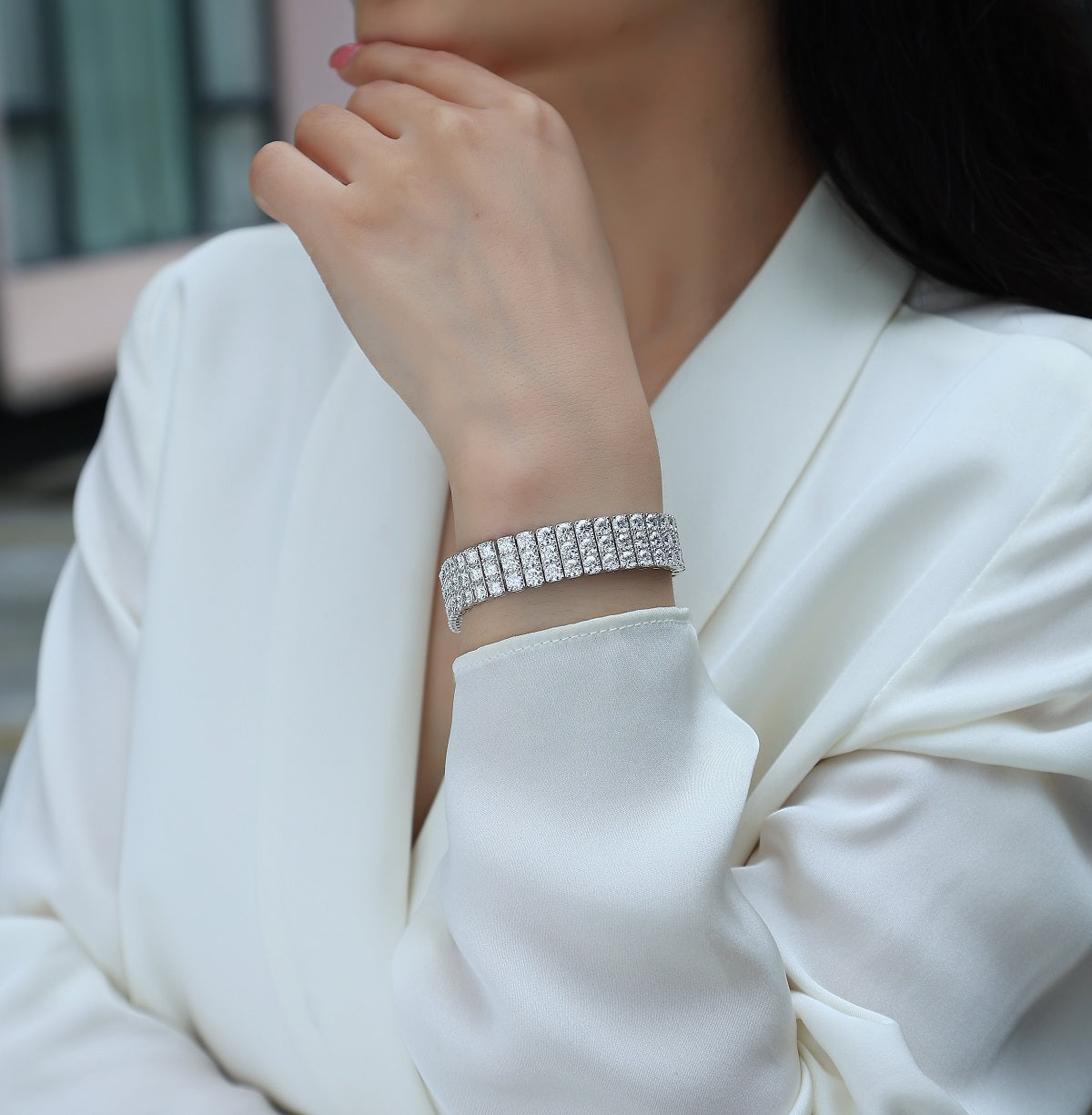 TAAZLUXE™ Triple Row Tennis Bracelet with Moissanites - Silver