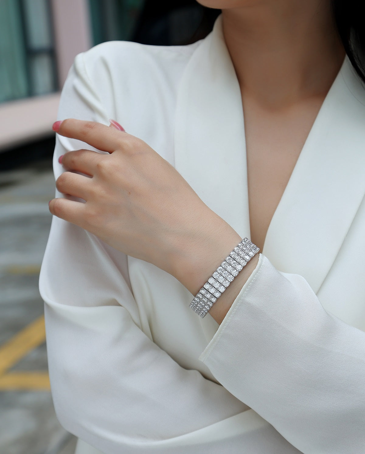TAAZLUXE™ Triple Row Tennis Bracelet with Moissanites - Silver