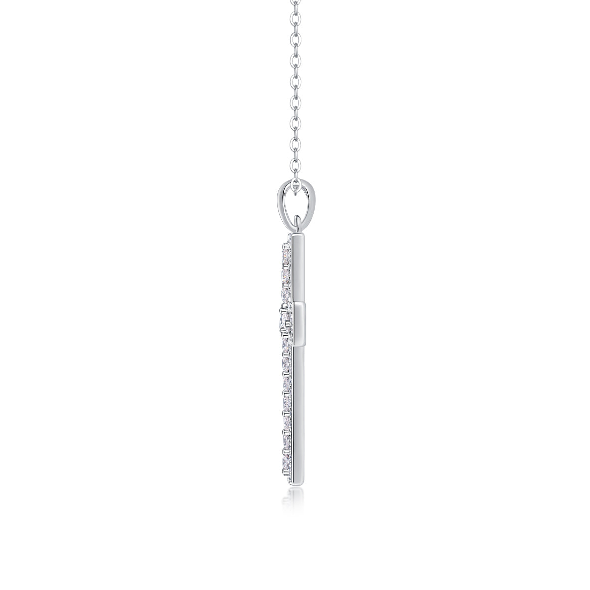 TAAZLUXE™ Cross Pendant Necklace with Moissanite - 18K White Gold Vermeil