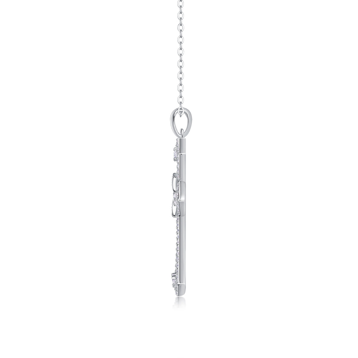 TAAZLUXE™ Cross Pendant Necklace with Moissanite - 18K White Gold Vermeil