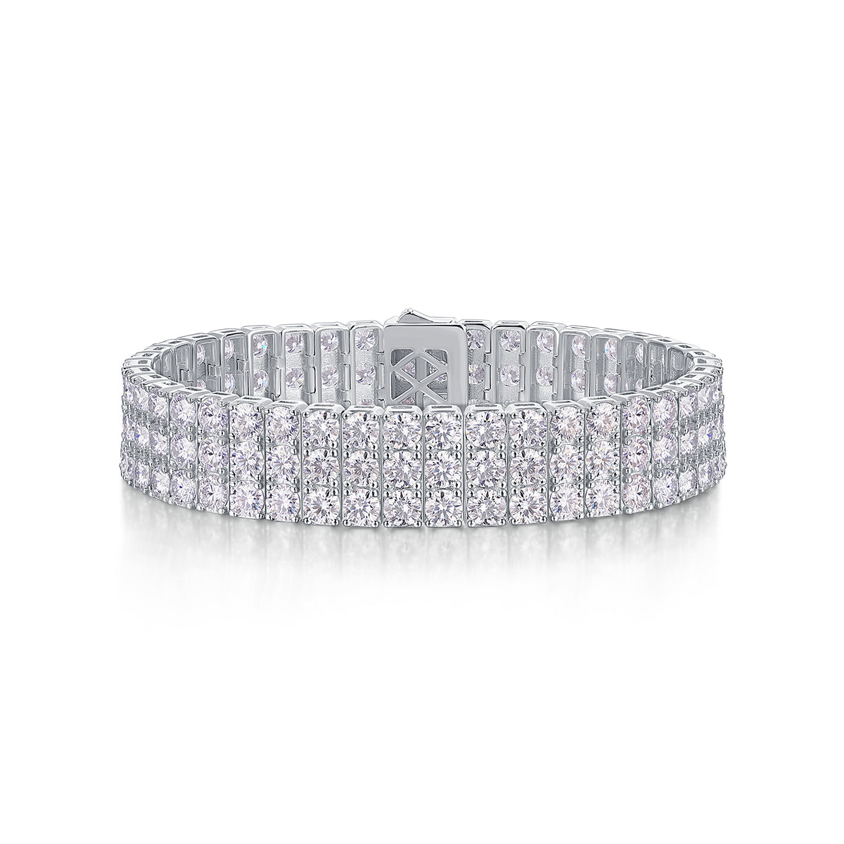 TAAZLUXE™ Triple Row Tennis Bracelet with Moissanites - Silver