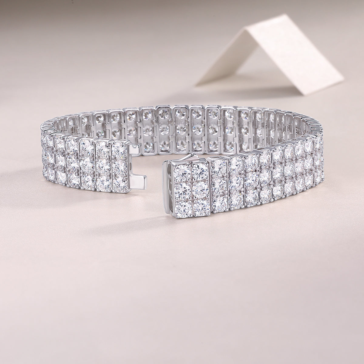 TAAZLUXE™ Triple Row Tennis Bracelet with Moissanites - Silver