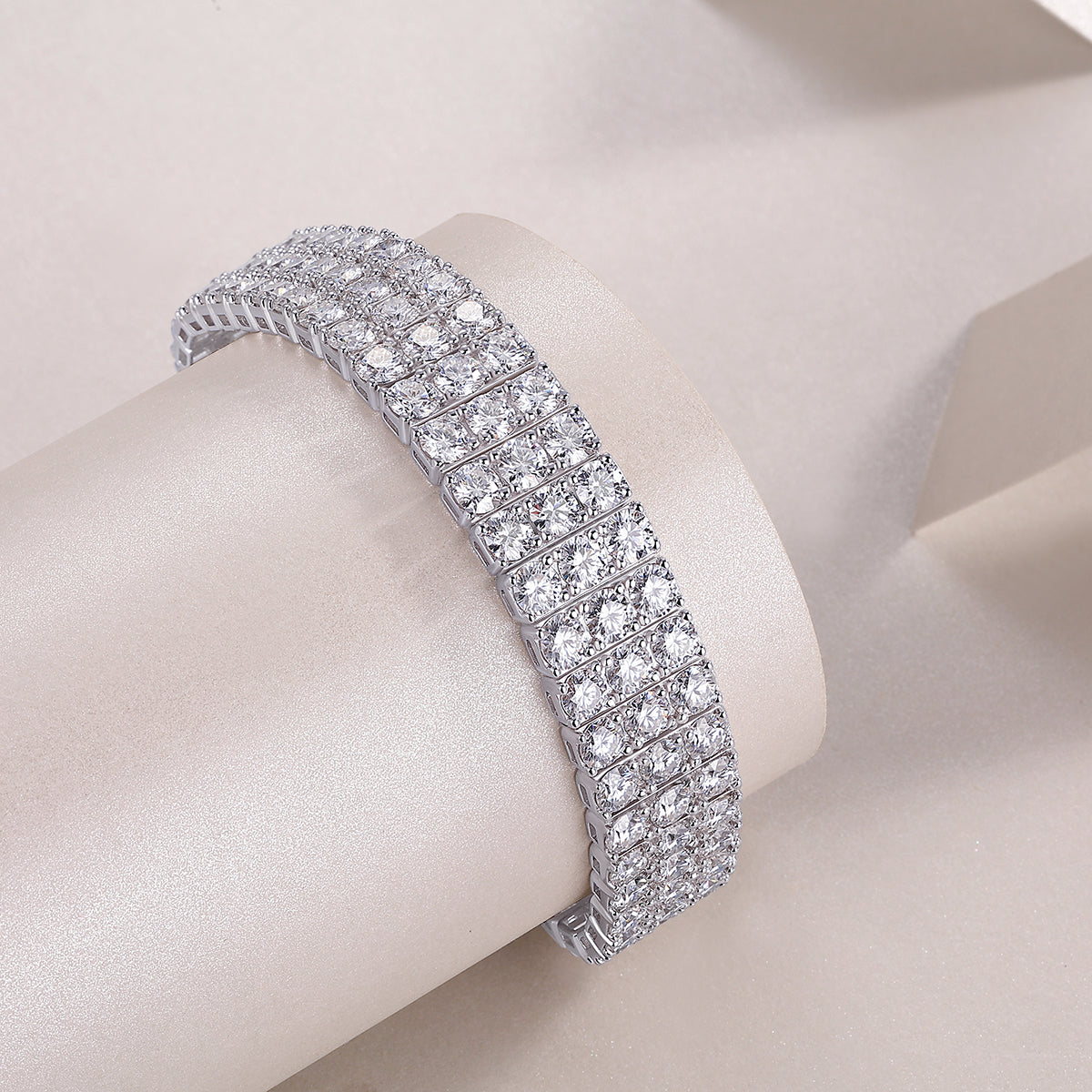 TAAZLUXE™ Triple Row Tennis Bracelet with Moissanites - Silver
