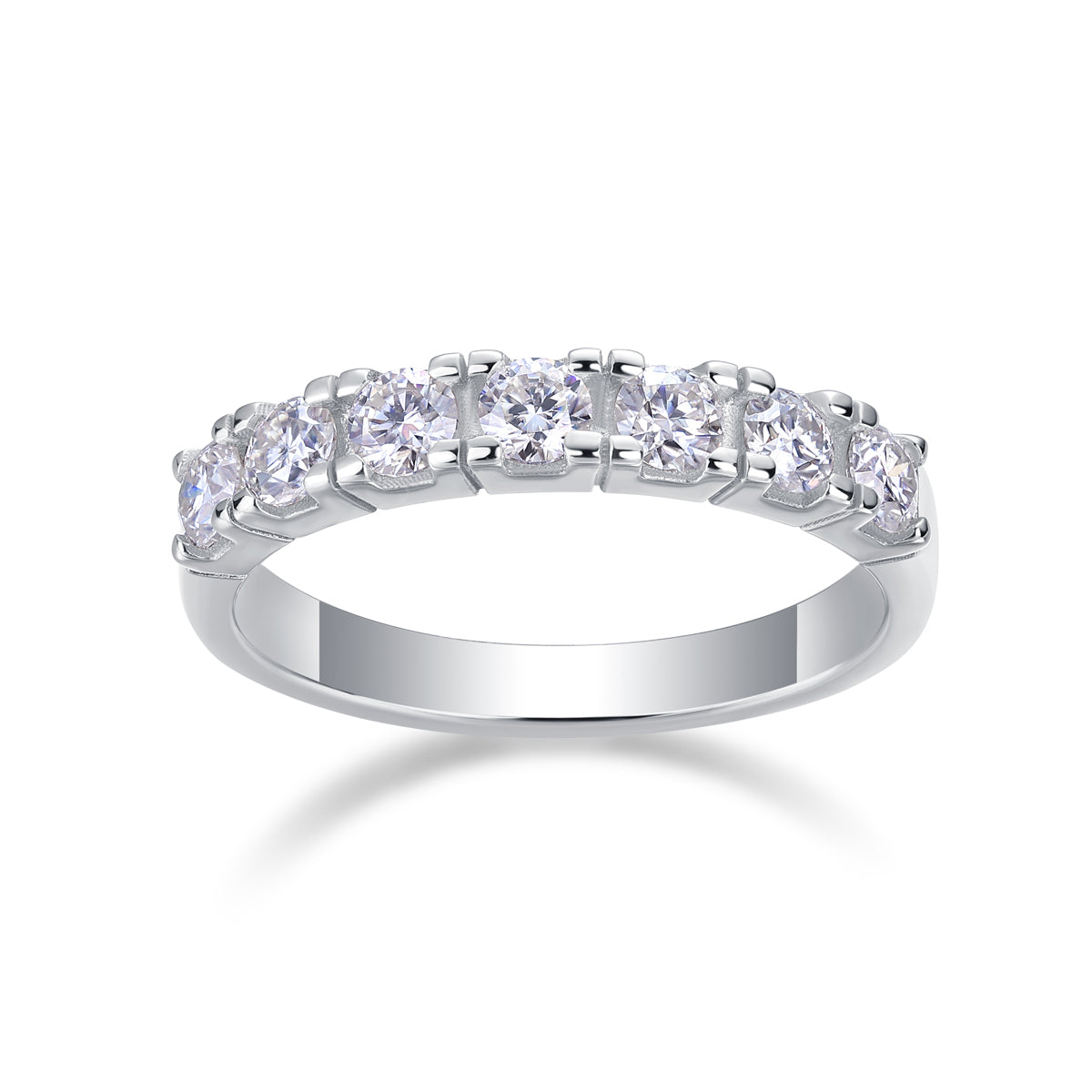 TAAZLUXE™ Classic Half Eternity Moissanite Ring - Silver with 18K White Gold Vermeil