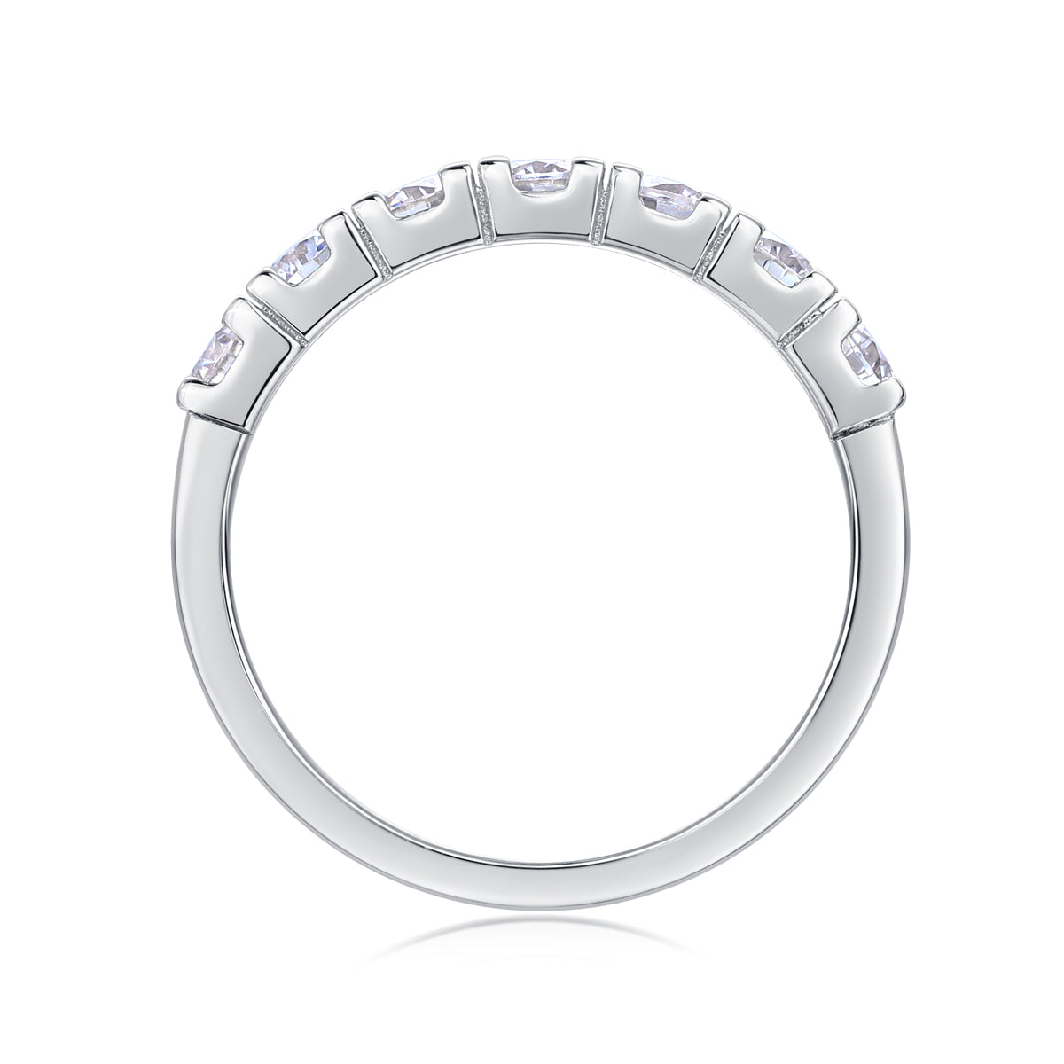 TAAZLUXE™ Classic Half Eternity Moissanite Ring - Silver with 18K White Gold Vermeil