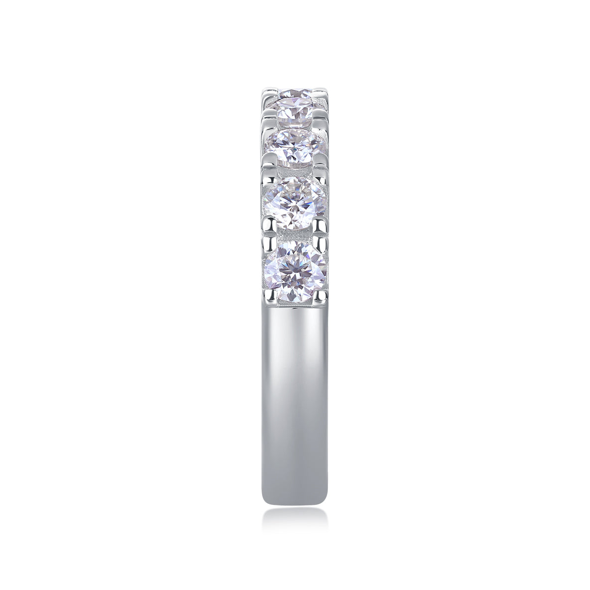 TAAZLUXE™ Classic Half Eternity Moissanite Ring - Silver with 18K White Gold Vermeil