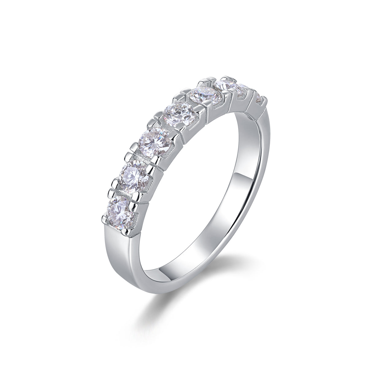TAAZLUXE™ Classic Half Eternity Moissanite Ring - Silver with 18K White Gold Vermeil