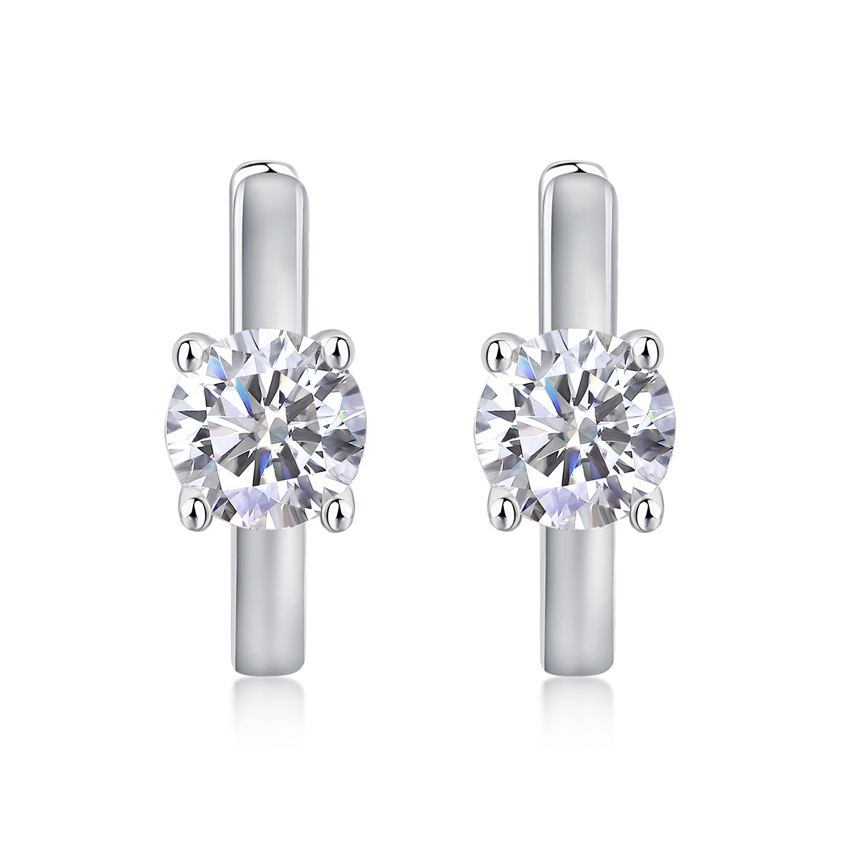 TAAZLUXE™ Round Moissanite Hoop Earrings - Silver with 18K Gold Vermeil