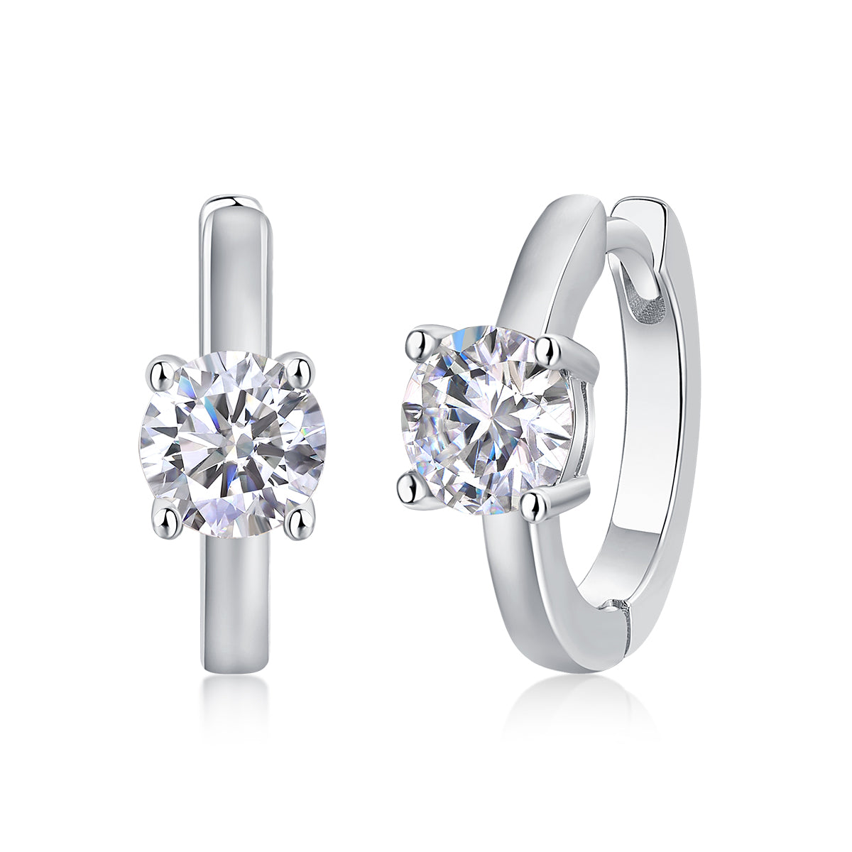 TAAZLUXE™ Round Moissanite Hoop Earrings - Silver with 18K Gold Vermeil