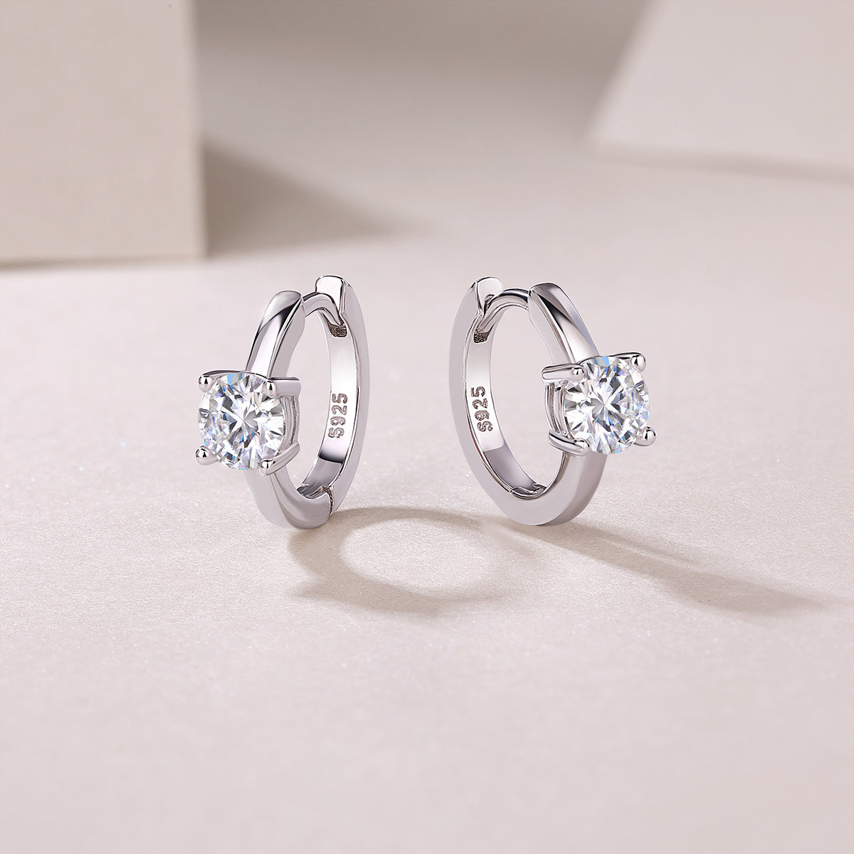 TAAZLUXE™ Round Moissanite Hoop Earrings - Silver with 18K Gold Vermeil