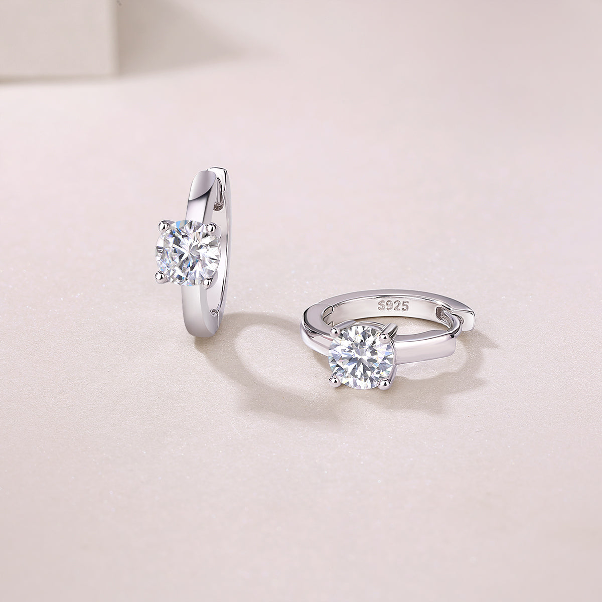 TAAZLUXE™ Round Moissanite Hoop Earrings - Silver with 18K Gold Vermeil