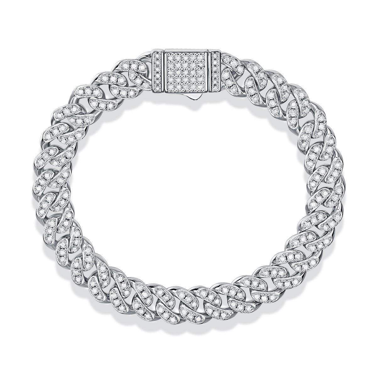 TAAZLUXE™ Cuban Chain with Moissanites - 18K White Gold Vermeil