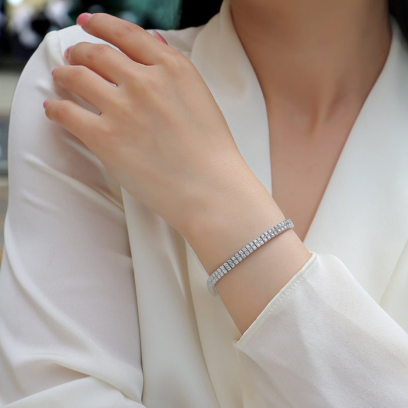 TAAZLUXE™ Double Row Tennis Bracelet - 18K White Gold Vermeil
