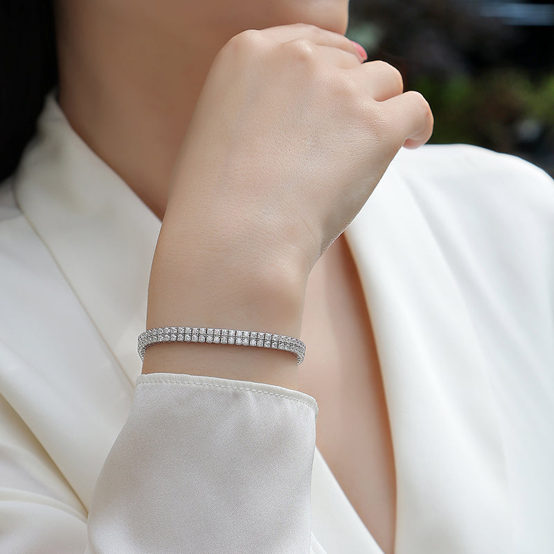 TAAZLUXE™ Double Row Tennis Bracelet - 18K White Gold Vermeil