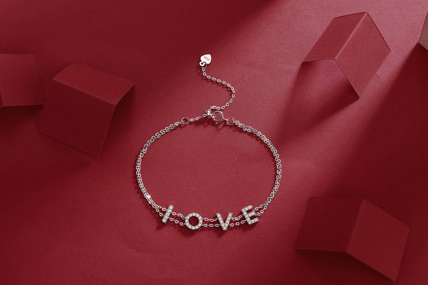 TAAZLUXE™ Love Letter Bracelet with Moissanites - Silver with 18K White Gold Vermeil
