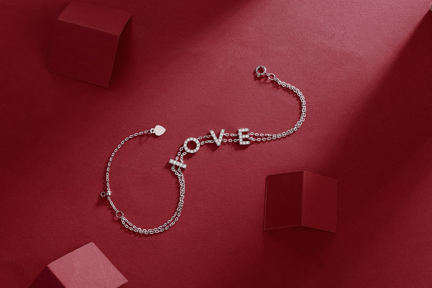 TAAZLUXE™ Love Letter Bracelet with Moissanites - Silver with 18K White Gold Vermeil