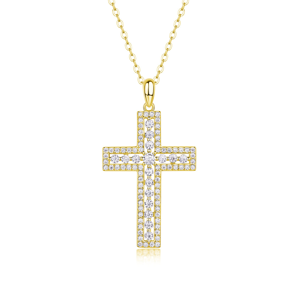 TAAZLUXE™ Cross Pendant Necklace with Moissanite - 18K Gold Vermeil