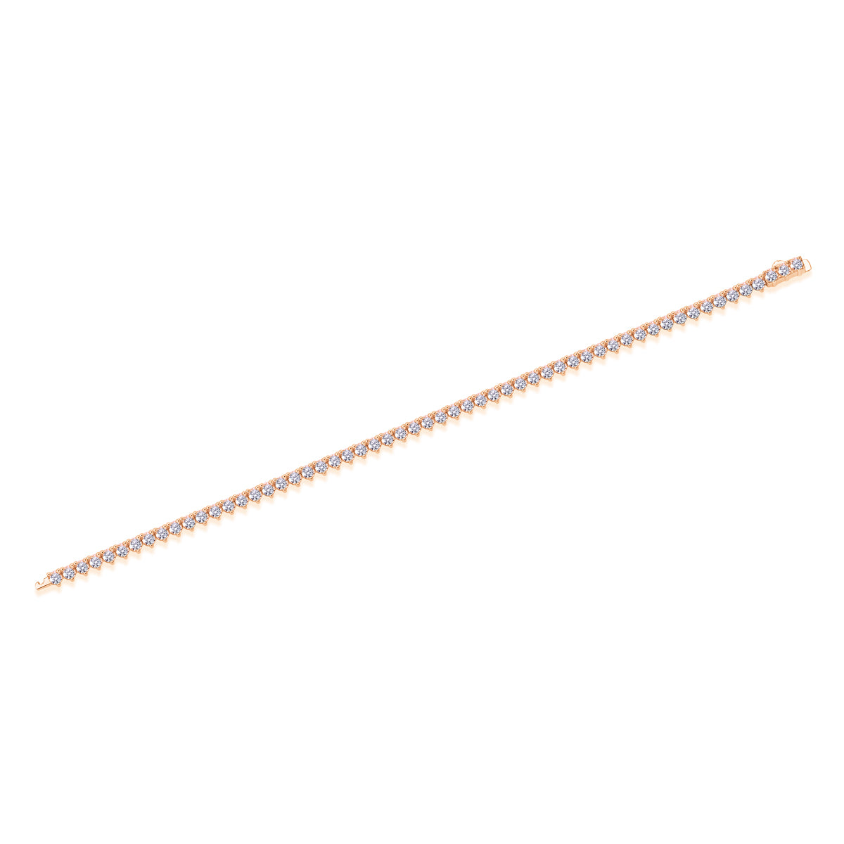 TAAZLUXE™ Silver Heart Shaped Tennis Bracelet with Moissanites Diamonds - 18K Rose Gold Vermeil
