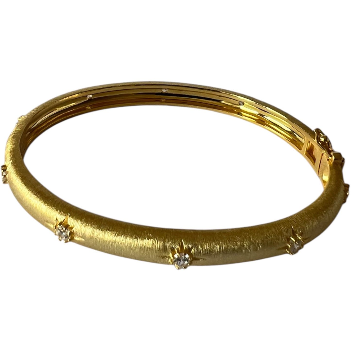 S925 Bangle with CZ | 18KY Gold Vermeil