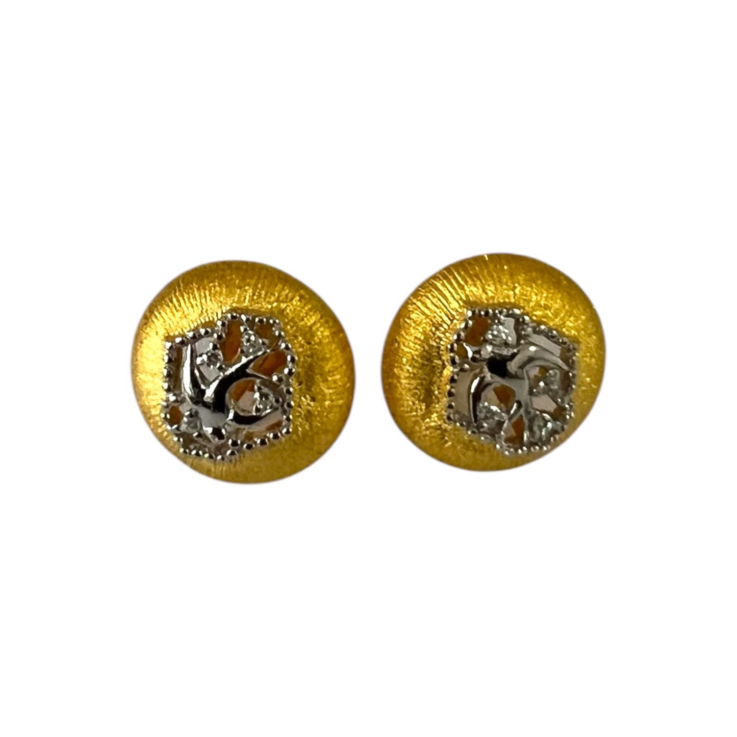 S925 Dome Earrings studs with CZ | 18KY Gold Vermeil