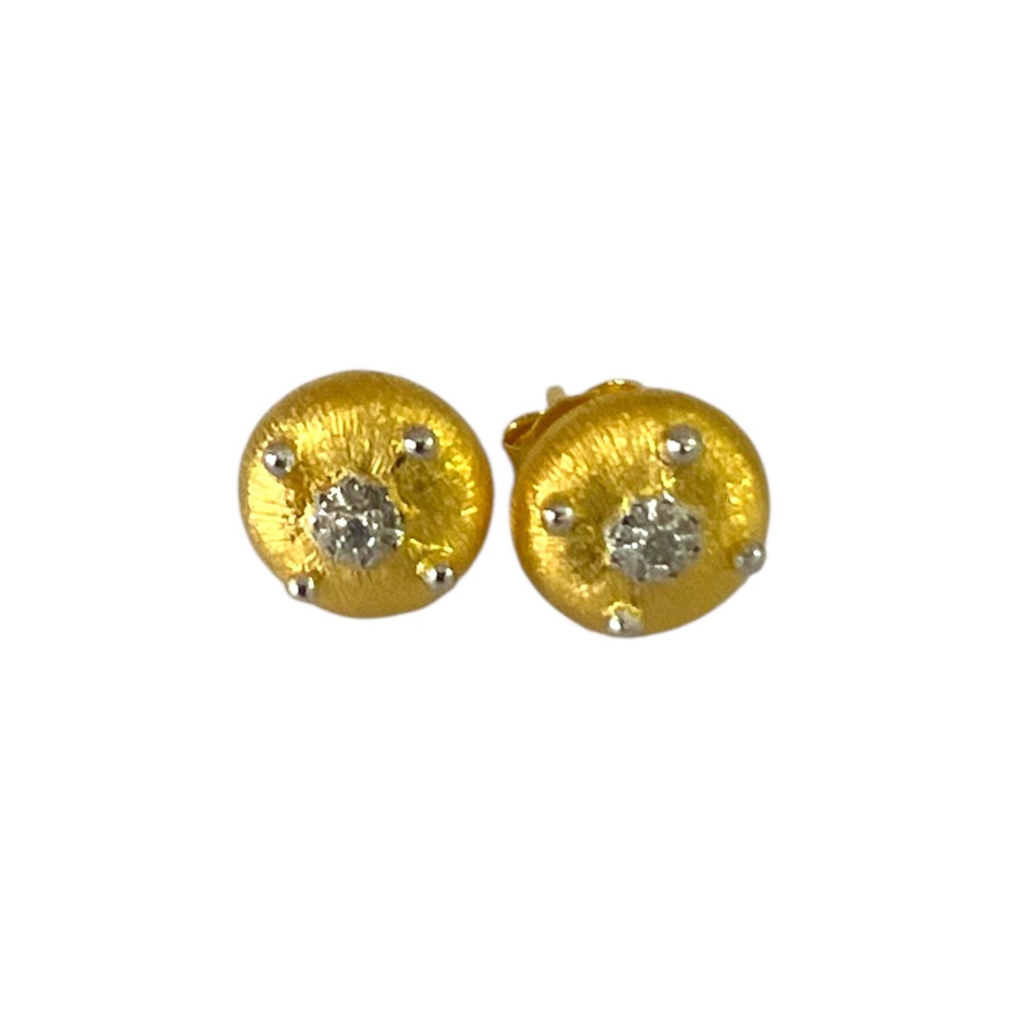 S925 Dome Earrings studs with CZ | 18KY Gold Vermeil