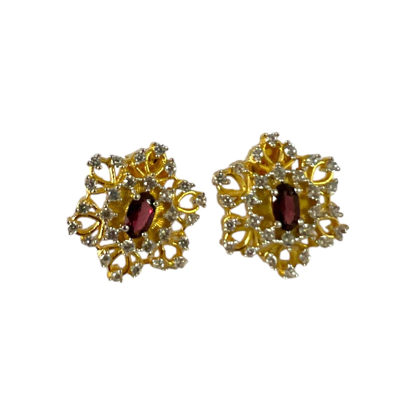 S925 Snowflake Earrings with CZ | 18KY Gold Vermeil