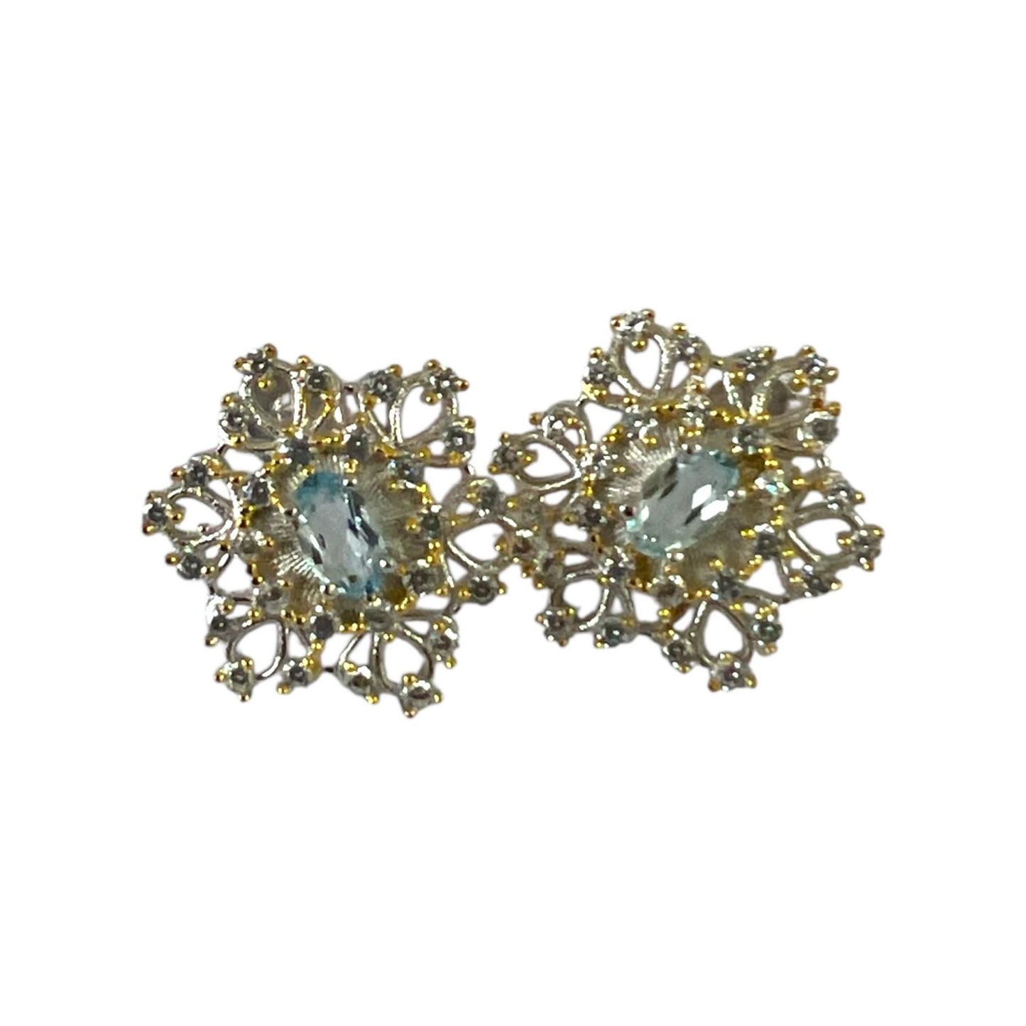 S925 Snowflake Earrings with CZ | 18KW Gold Vermeil