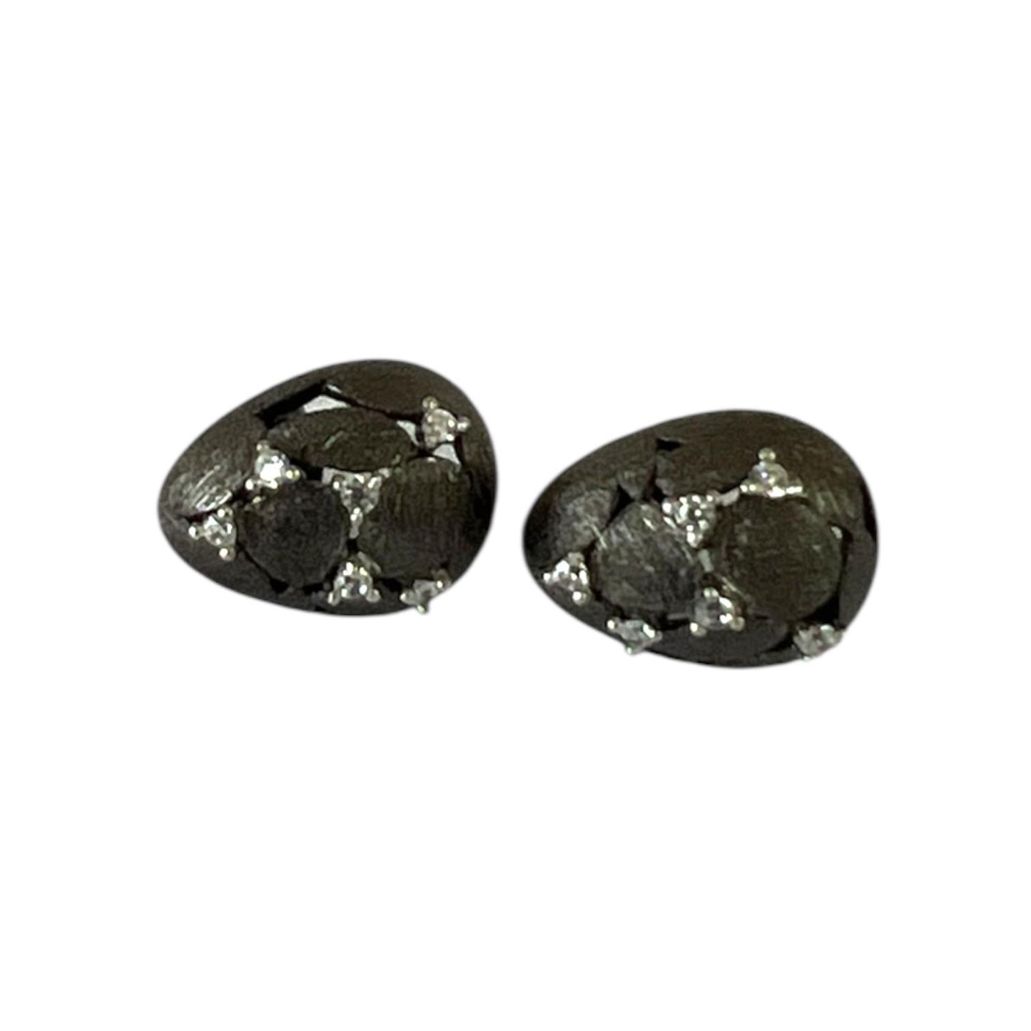 S925 teardrop Earrings with CZ | Black Rhodium Plating