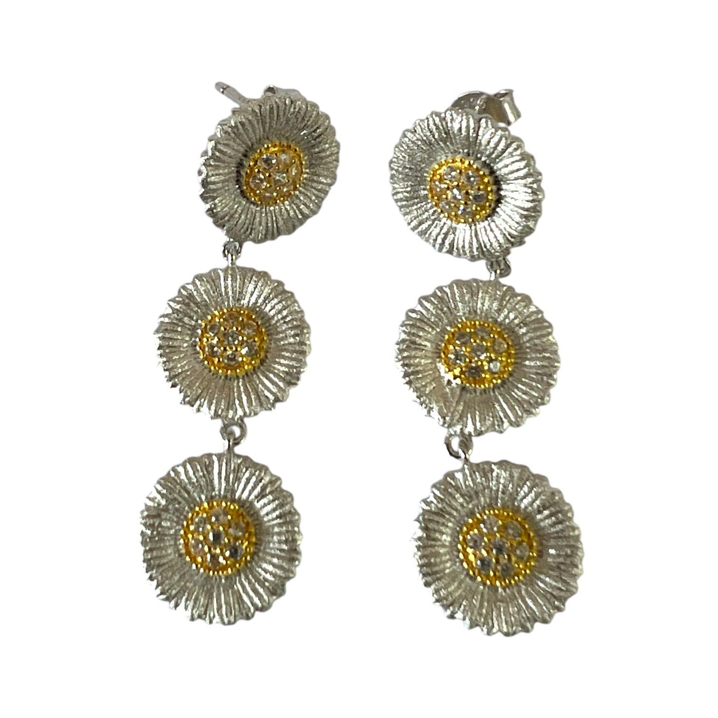 أقراط متدلية على شكل عباد الشمس من TAAZLUXE™ S925 | مطلية بذهب عيار 18 قيراط