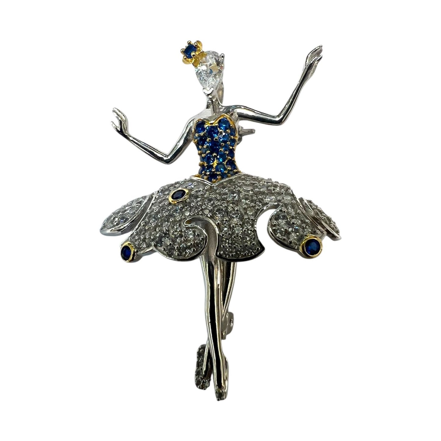 S925 Dancing Queen Brooch | 18KW Gold Vermeil
