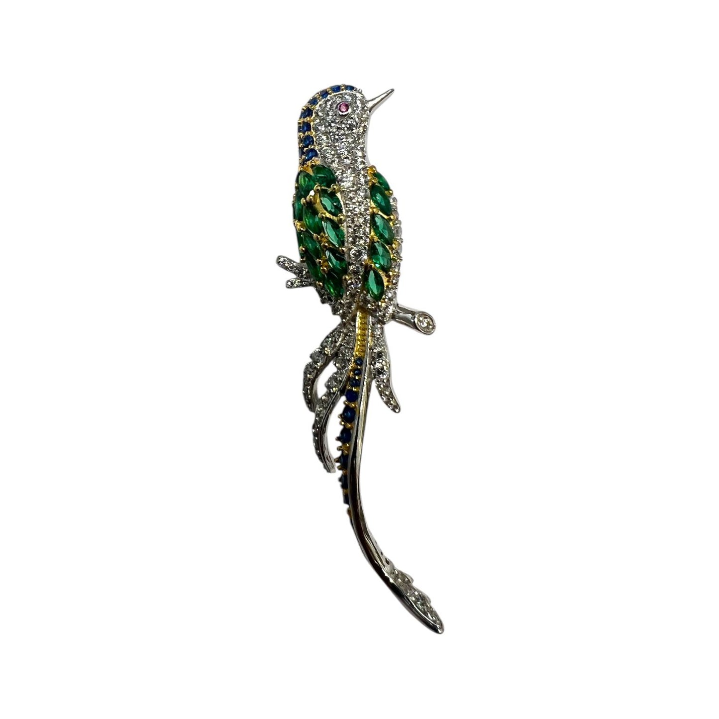 S925 Parrot Brooch | 18KW Gold Vermeil