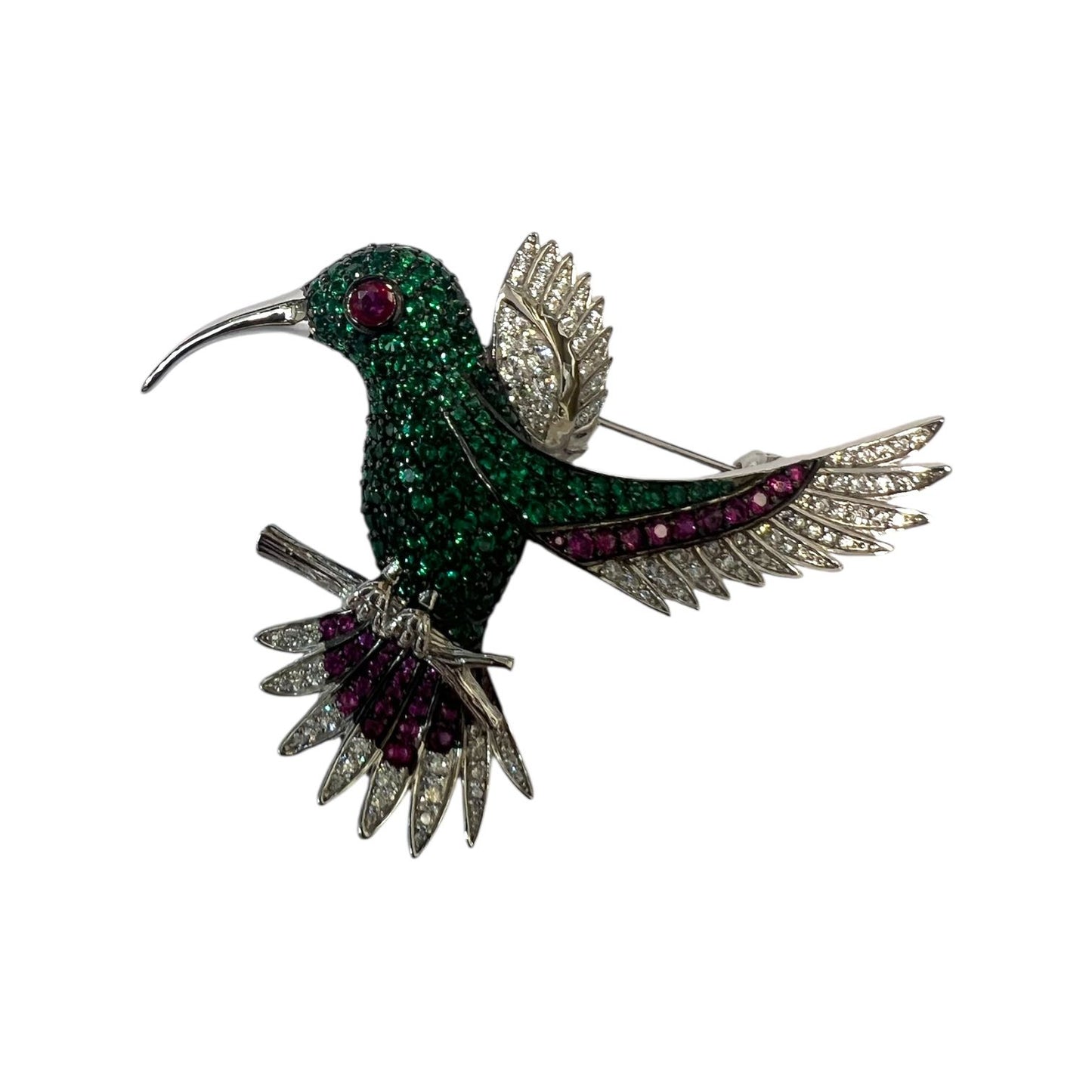 بروش طائر طائر من TAAZLUXE™ مرصع بالزركون الأخضر والبنفسجي | مطلي بالذهب عيار 18 قيراط